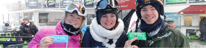 ski racers with aloha samplings